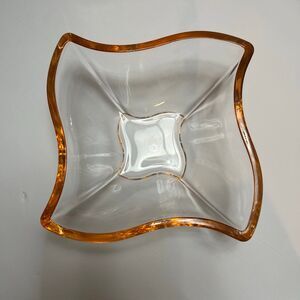 Villeroy & Boch  Wave Dip Bowl Clear Glass With Deep Amber Rim 6"
